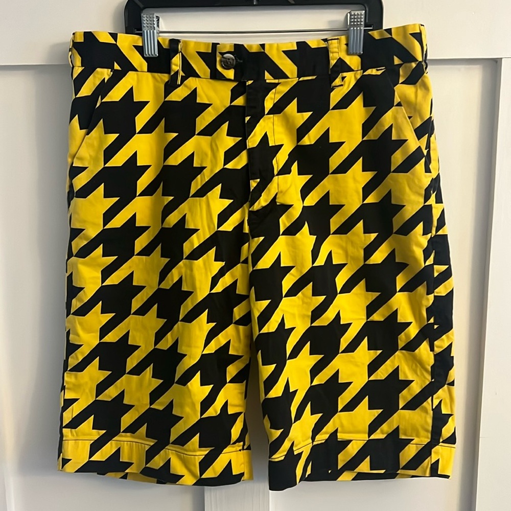 Loudmouth Yellow Black Houndstooth Shorts size 34